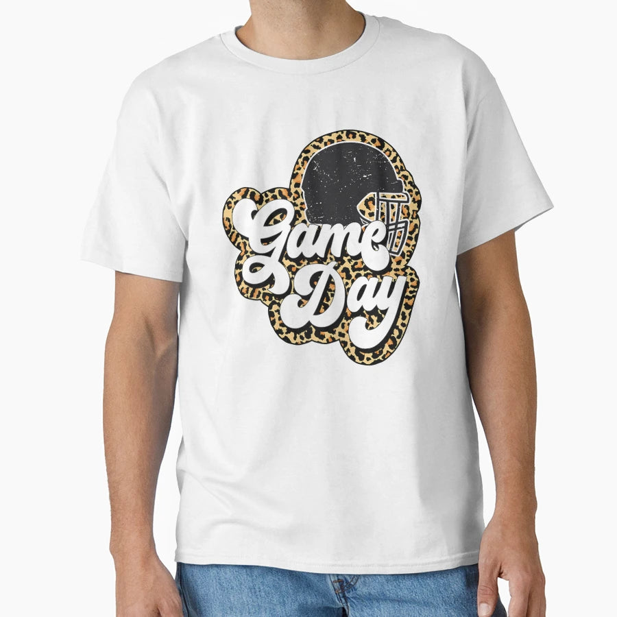 Football Game Day Leopard Helmet T-Shirt - Custom Art Print for Adults - T-Shirt, Sweatshirt, Hoodie