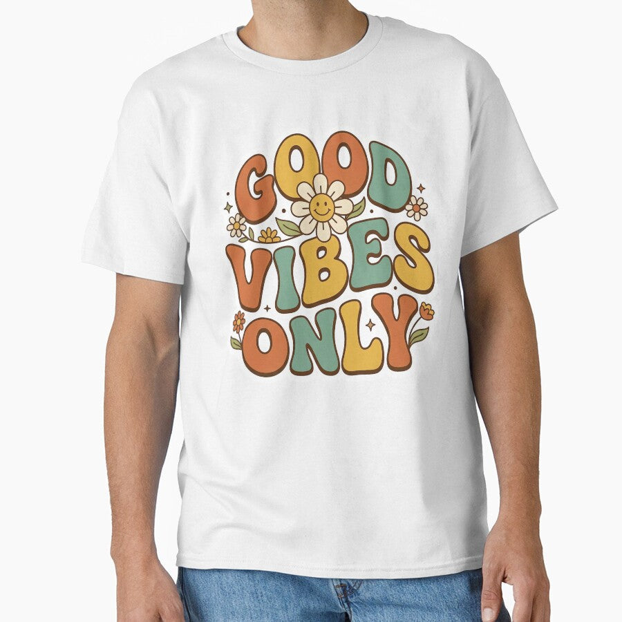 Good Vibes Only Wavy Colorful Retro Groovy Aesthetic - Adult & Kids T-Shirts, Sweatshirts & Hoodies apparel design preview 1