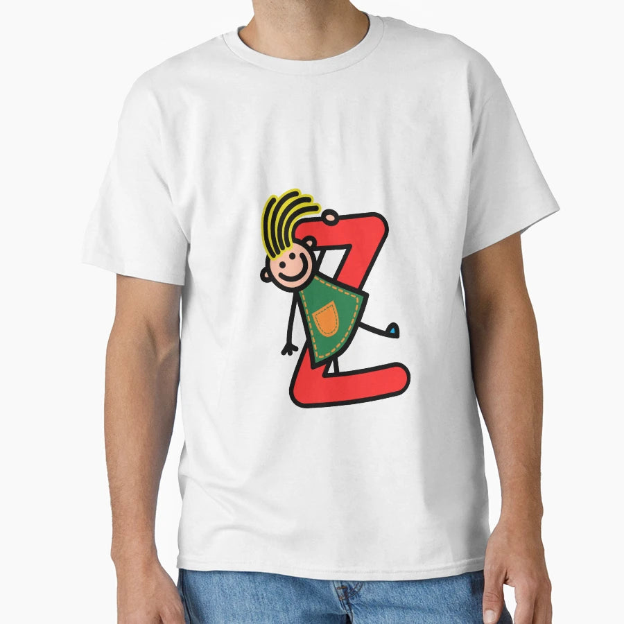 Letter Z Alphabet Colorful Cartoon T-Shirt - Aesthetic Graphic for Adults - T-Shirt, Sweatshirt, Hoodie