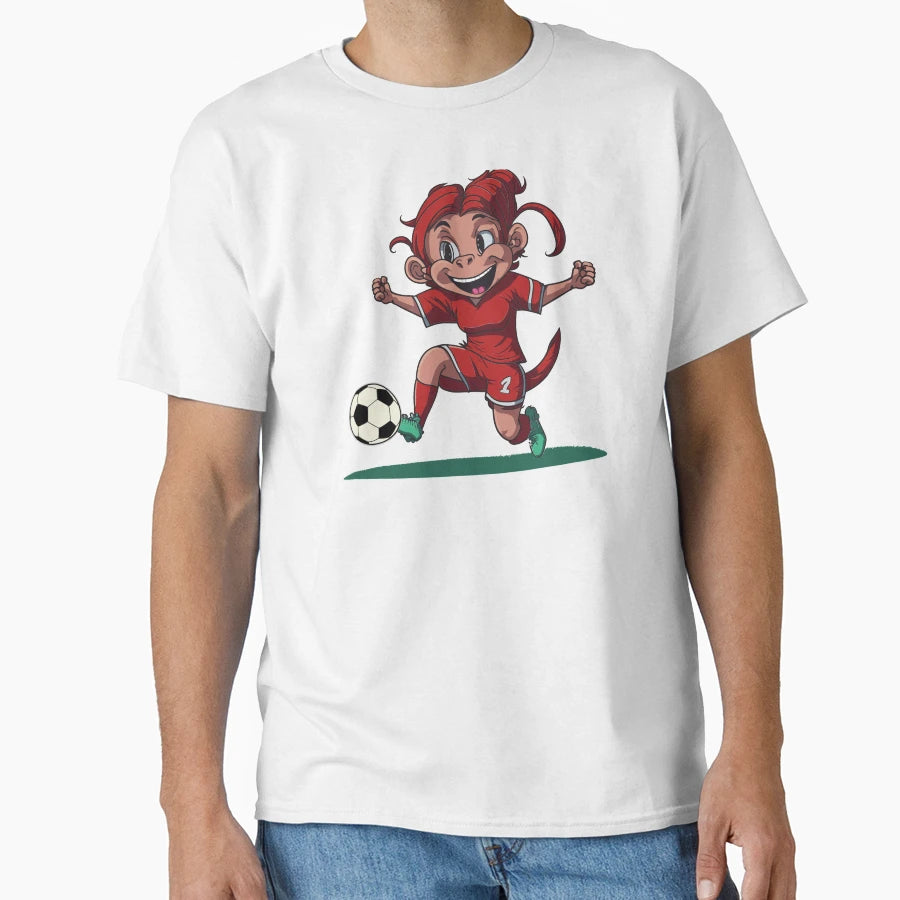 Monkey Footballer Soccer T-Shirt - Unique Graphic for Adults - T-Shirt, Sweatshirt, Hoodie