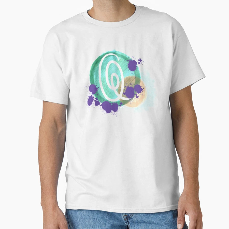 Watercolor Monogram Q T-Shirt - Casual Everyday Wear Men Women - T-Shirt, Sweatshirt, Hoodie