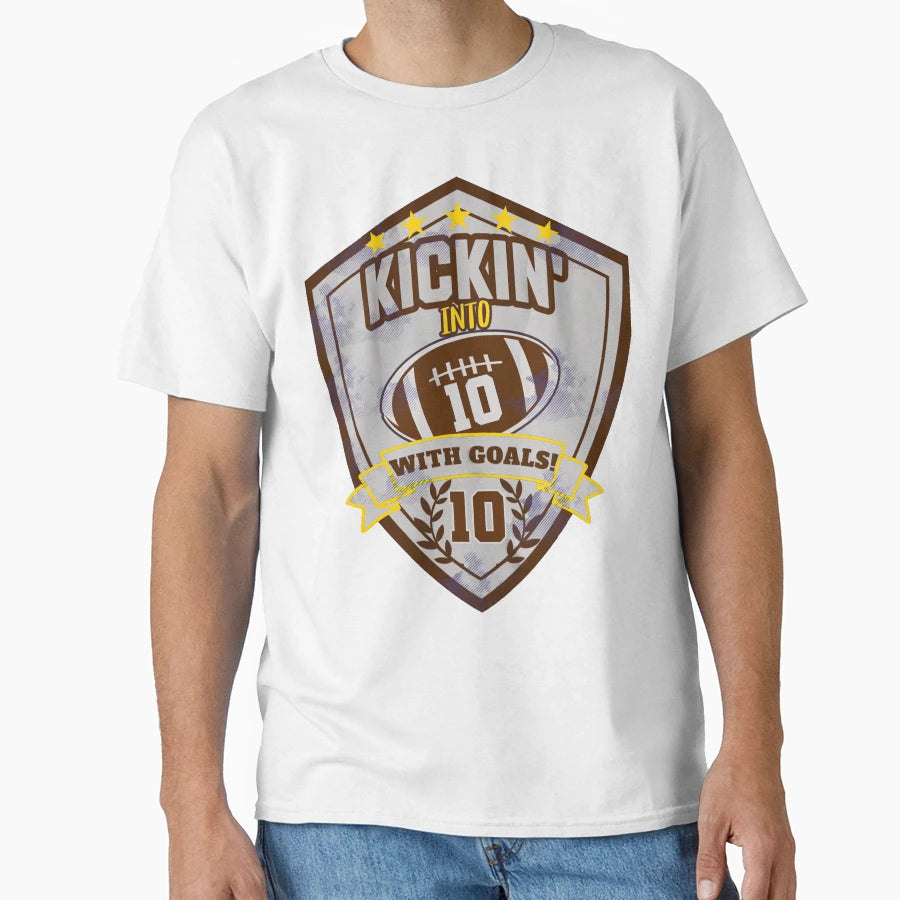 Happy Birthday 10 Year Old Football T-Shirt - Unique Graphic for Adults - T-Shirt, Sweatshirt, Hoodie