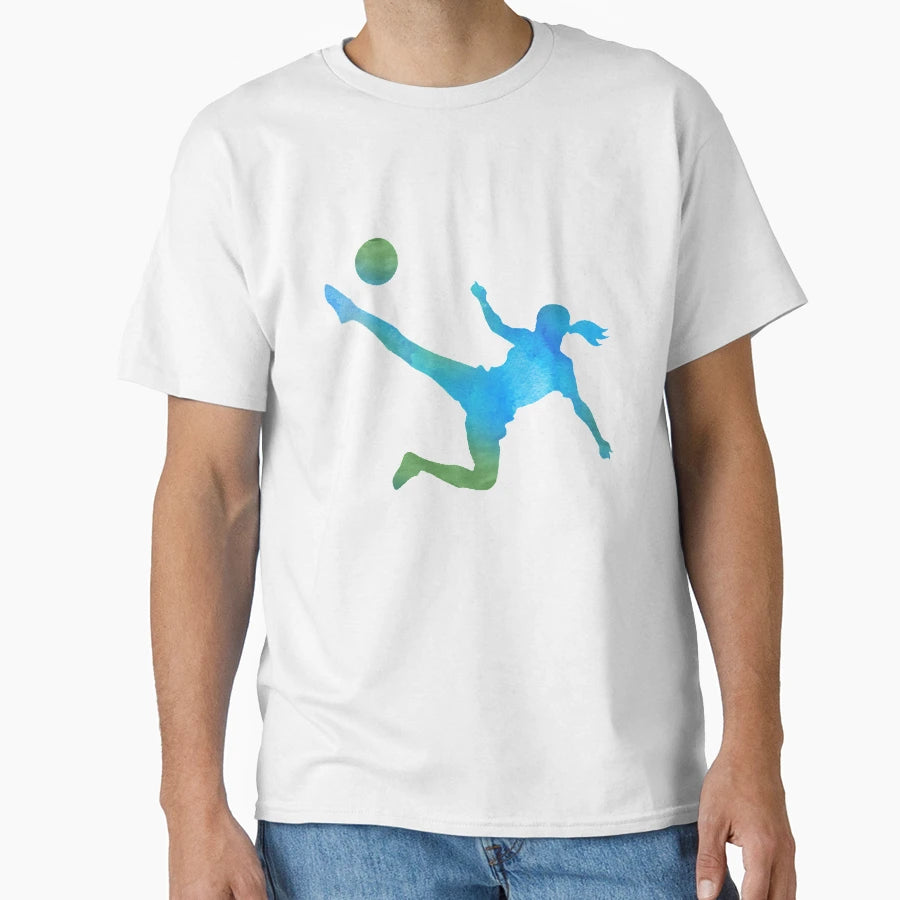 Watercolor Soccer Player Sports T-Shirt - Unique Graphic Men Women - T-Shirt, Sweatshirt, Hoodie
