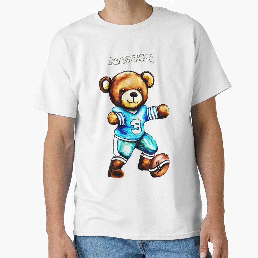 Football Player Bear T-Shirt - Aesthetic Graphic Men Women - T-Shirt, Sweatshirt, Hoodie