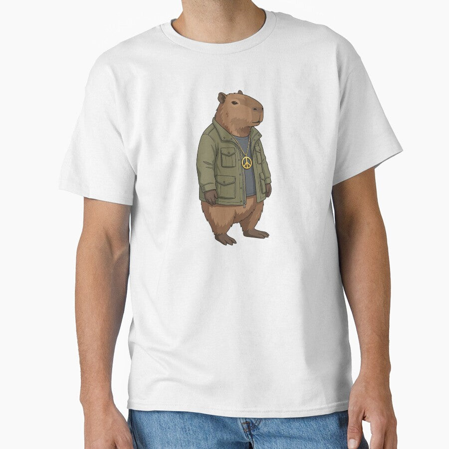 Chill Capybara Peace Sign Swagger by SweetLog - Adult & Kids T-Shirts, Sweatshirts & Hoodies apparel design preview 1