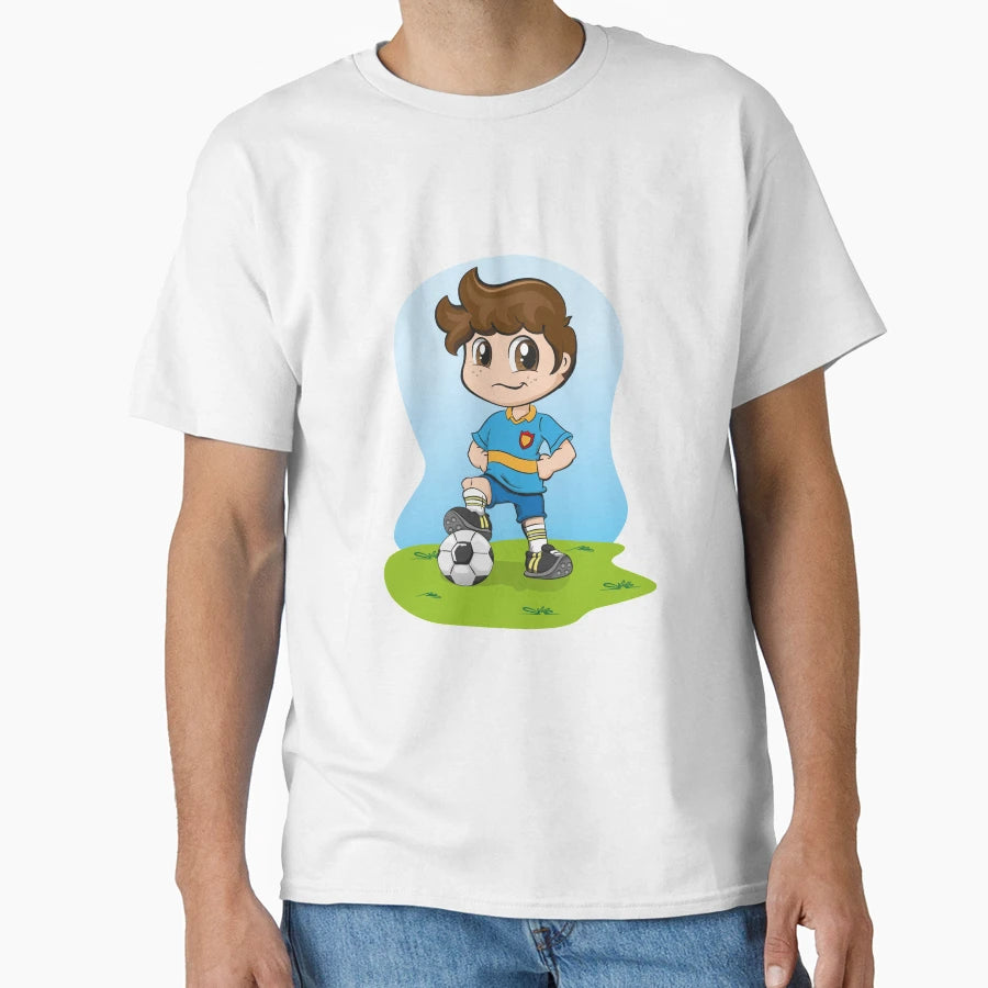 Illustration Caucasian Soccer T-Shirt - Casual Everyday Wear for Adults - T-Shirt, Sweatshirt, Hoodie