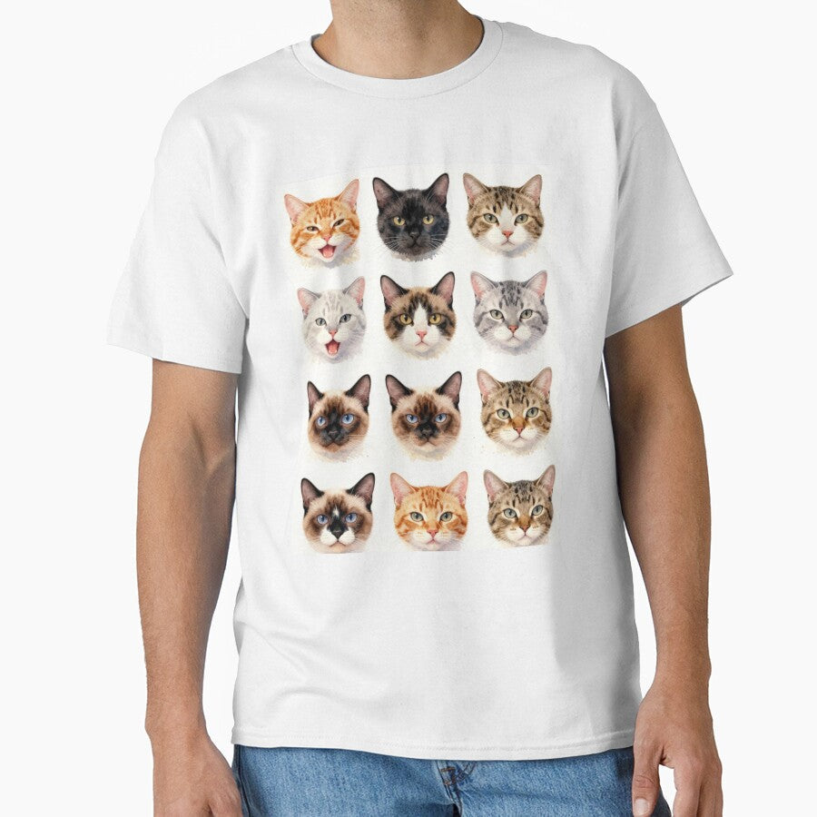 Cat Faces Collection Cute Watercolor Portraits by - Adult & Kids T-Shirts, Sweatshirts & Hoodies apparel design preview 1