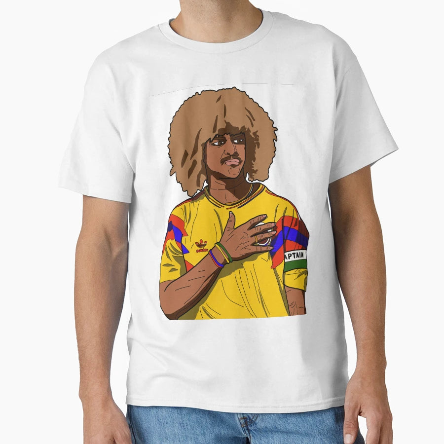Carlos Valderrama Colombia Portrait T-Shirt - Minimalist Print Men Women - T-Shirt, Sweatshirt, Hoodie