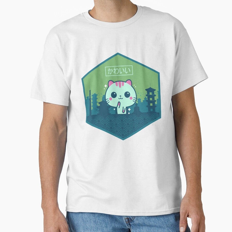 Kawaii Cat Retro Style Anime Cute Gift by simplytldr - Adult & Kids T-Shirts, Sweatshirts & Hoodies apparel design preview 1