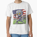 Grey Alien Celebrating American T-Shirt - Aesthetic Graphic for Adults - T-Shirt, Sweatshirt, Hoodie