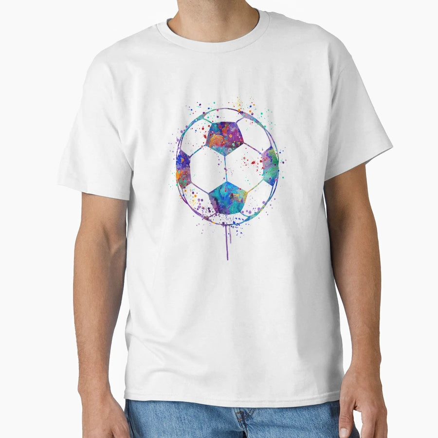 Soccer Ball Art Watercolor Football T-Shirt - Novelty Apparel for Adults - T-Shirt, Sweatshirt, Hoodie