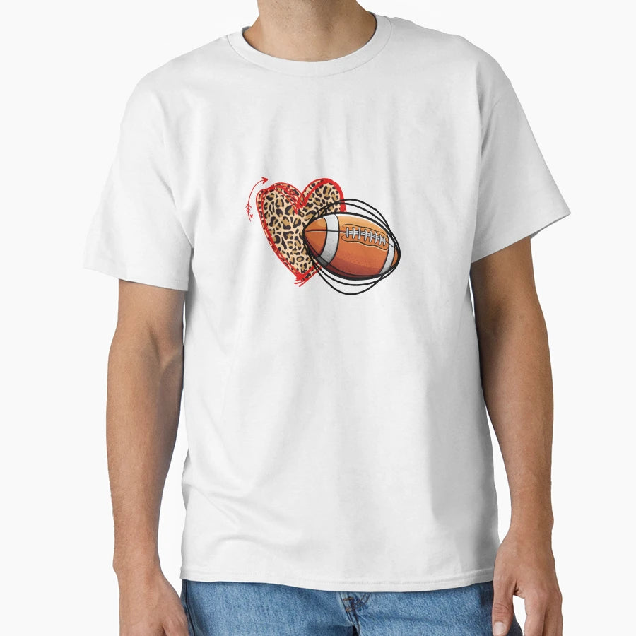 Leopard Football Love Heart Football Lover T-Shirt - Trendy Graphic Unisex - T-Shirt, Sweatshirt, Hoodie