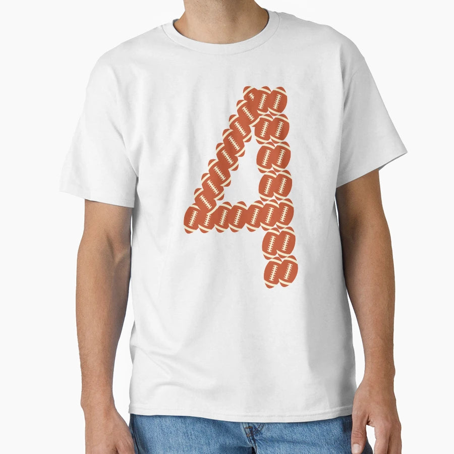 Player Number 4 Four American Football Game T-Shirt - Unique Graphic Unisex - T-Shirt, Sweatshirt, Hoodie