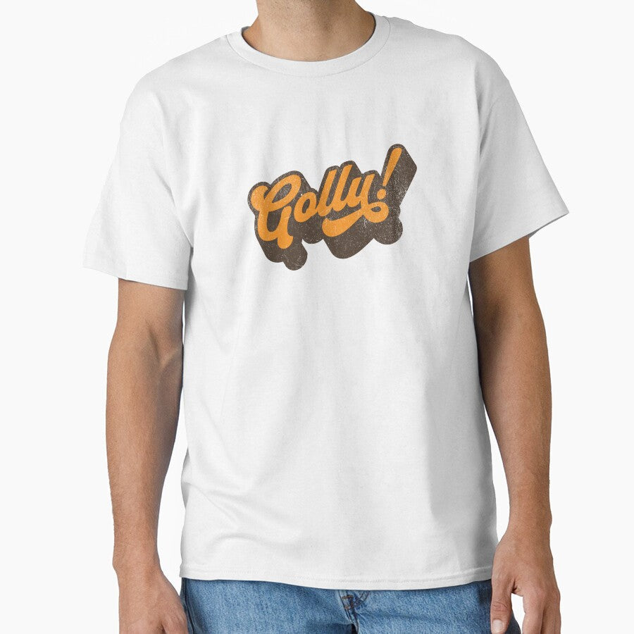 Golly! Retro 70s Script Vintage Orange Statement - Adult & Kids T-Shirts, Sweatshirts & Hoodies apparel design preview 1