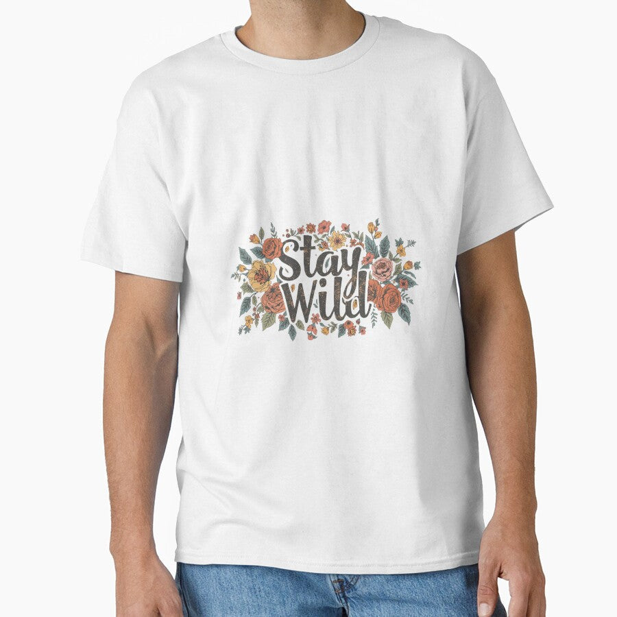 Stay Wild Boho Floral Free Spirit Quote Design by - Adult & Kids T-Shirts, Sweatshirts & Hoodies apparel design preview 1