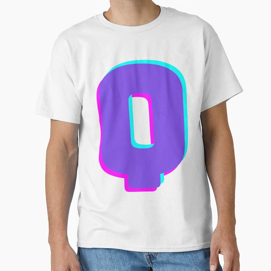 Alphabet Q Purple Q Three Dimensional T-Shirt - Trendy Graphic Men Women - T-Shirt, Sweatshirt, Hoodie