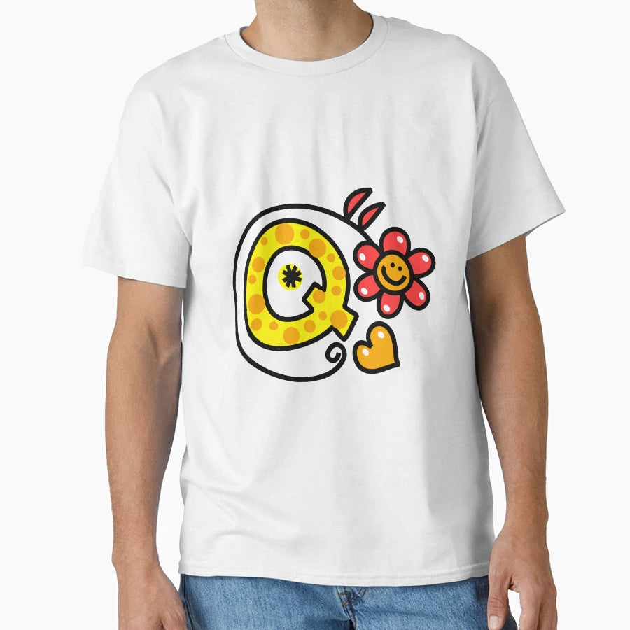 Letter Q Abc Monogram Hand Drawn T-Shirt - Novelty Apparel for Adults - T-Shirt, Sweatshirt, Hoodie