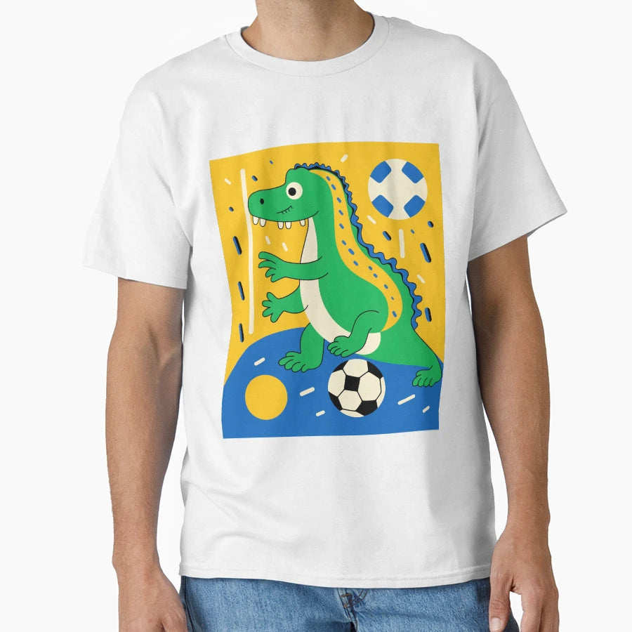 Soccer Dino T-Shirt - Minimalist Print Men Women - T-Shirt, Sweatshirt, Hoodie