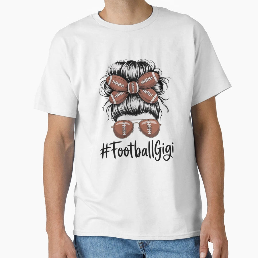 Football Gigi Life Messy Bun Football T-Shirt - Trendy Graphic for Adults - T-Shirt, Sweatshirt, Hoodie