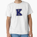 Silver And Navy Varsity Letter K T-Shirt - Trendy Graphic Unisex - T-Shirt, Sweatshirt, Hoodie