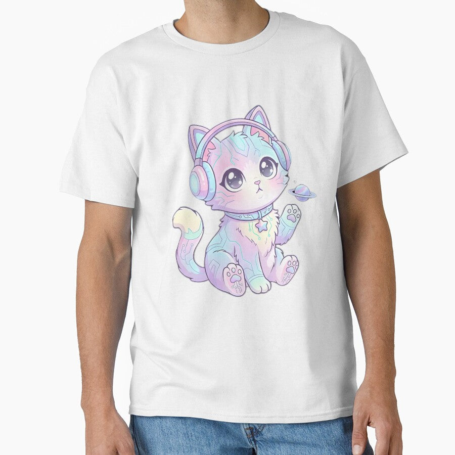 Kawaii Cyber Cat Pastel Neon Space Kitten by - Adult & Kids T-Shirts, Sweatshirts & Hoodies apparel design preview 1