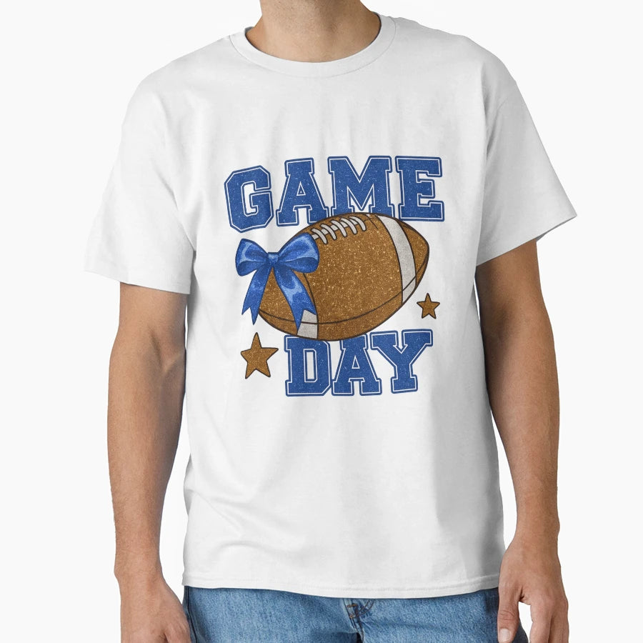 Game Day Football Glitter Bow T-Shirt - Fun Novelty Design Unisex - T-Shirt, Sweatshirt, Hoodie