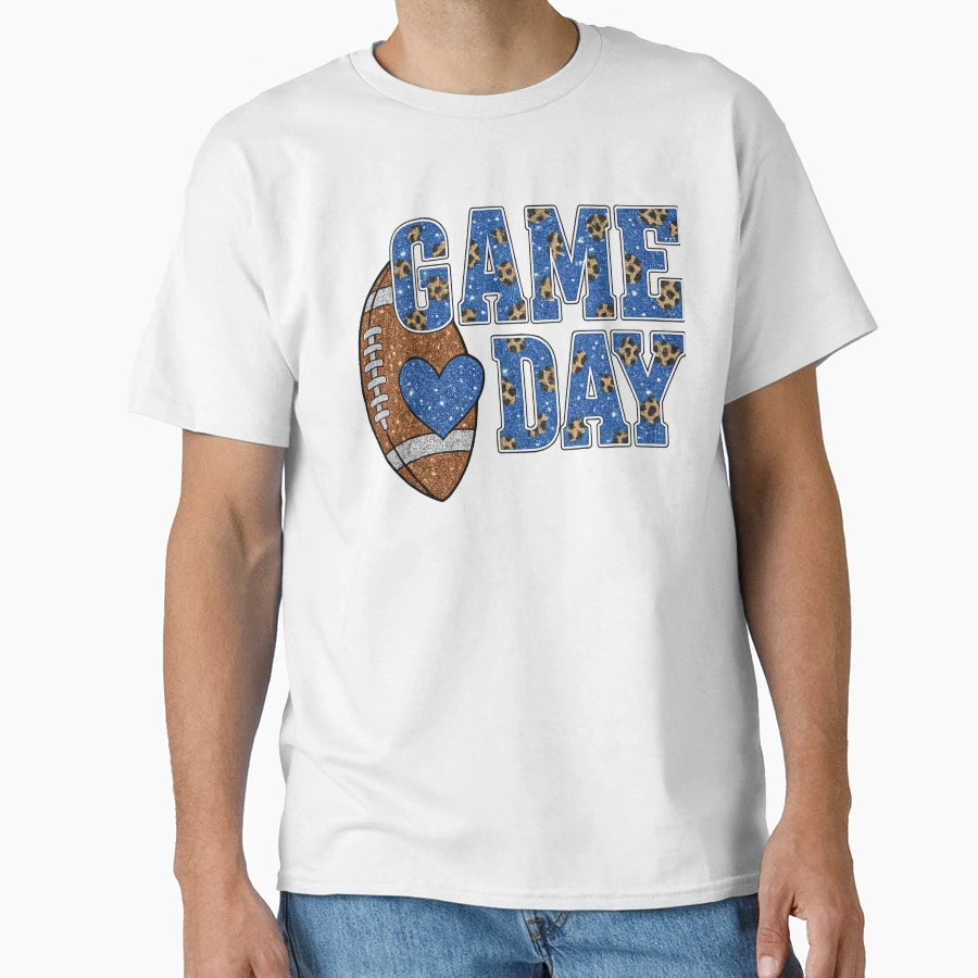 Game Day Glitter Leopard Football T-Shirt - Custom Art Print for Adults - T-Shirt, Sweatshirt, Hoodie