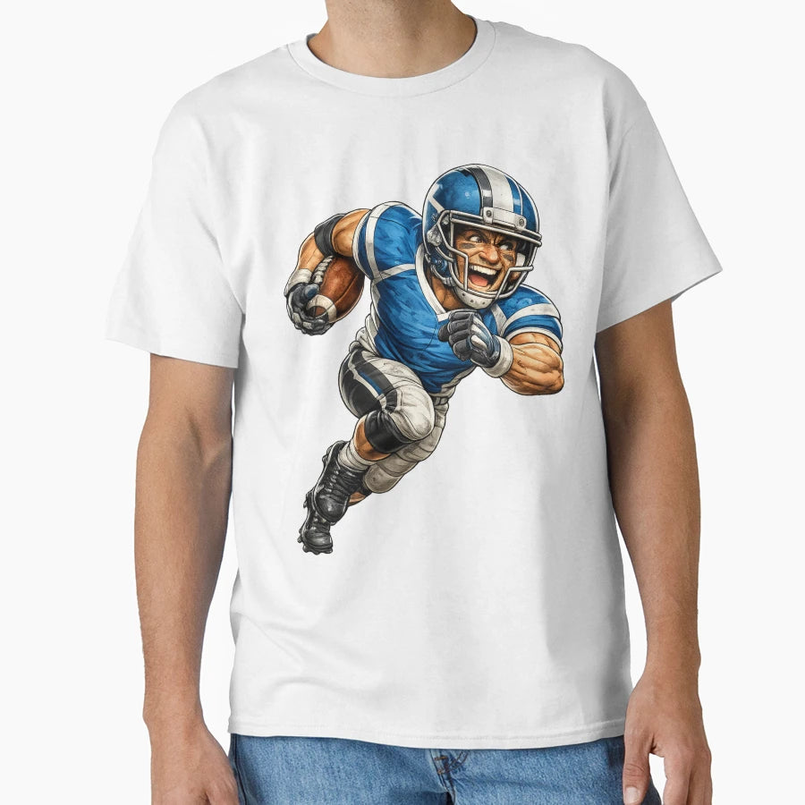 Football Player Cartoon T-Shirt - Aesthetic Graphic Men Women - T-Shirt, Sweatshirt, Hoodie