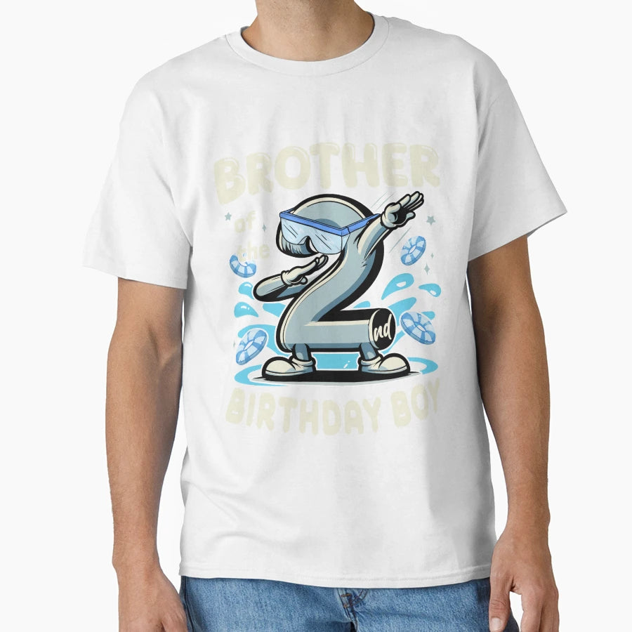 Brother 2Nd Bithday Swim Lessons B Day T-Shirt - Minimalist Print Unisex - T-Shirt, Sweatshirt, Hoodie
