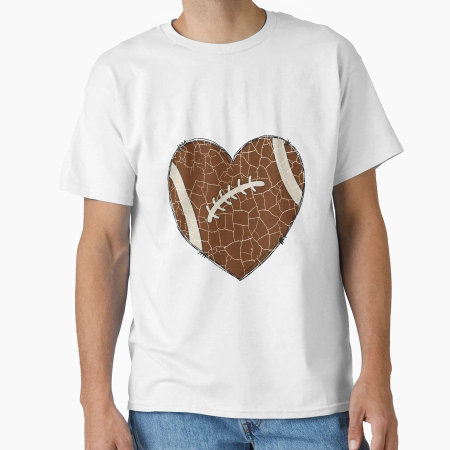 Cracked Grunge Football Heart T-Shirt - Minimalist Print Men Women - T-Shirt, Sweatshirt, Hoodie