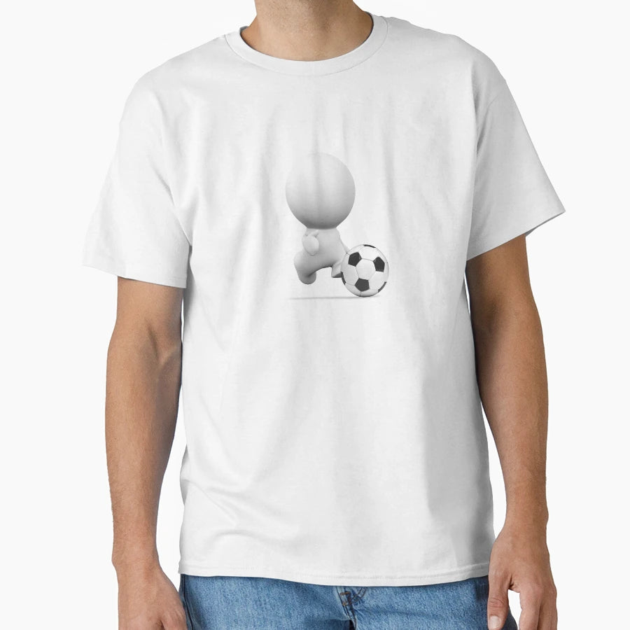 White Comic Character Playing Soccer T-Shirt - Custom Art Print for Adults - T-Shirt, Sweatshirt, Hoodie