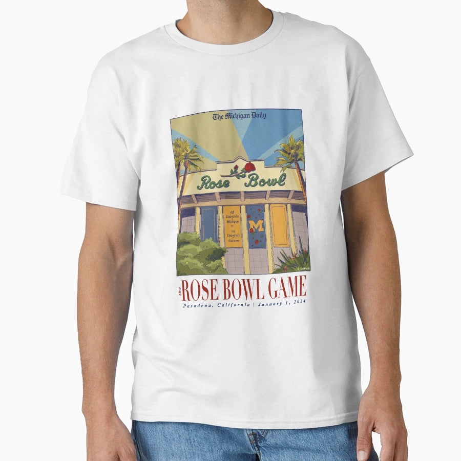 Michigan Daily Rose Bowl Game Artwork T-Shirt - Minimalist Print Unisex - T-Shirt, Sweatshirt, Hoodie