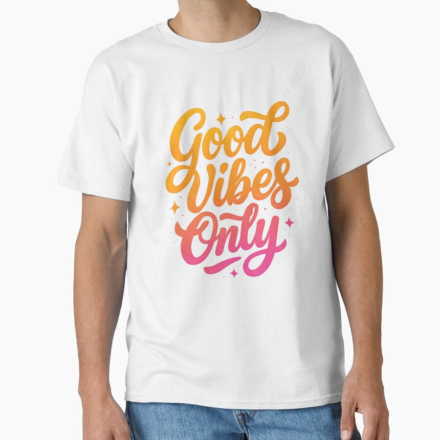 Good Vibes Only Positive Retro Gradient Script - Adult & Kids T-Shirts, Sweatshirts & Hoodies apparel design preview 1
