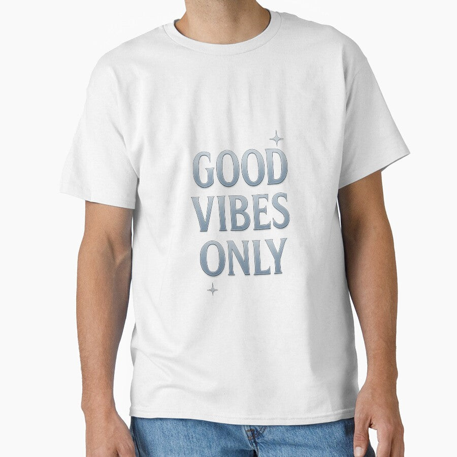Good Vibes Only Design Shiny Silver Blue Metallic - Adult & Kids T-Shirts, Sweatshirts & Hoodies apparel design preview 1