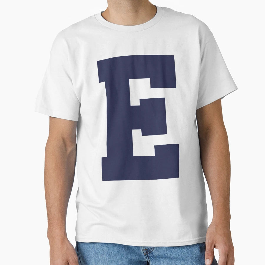 Alphabet Marine Blue E Sports Letter T-Shirt - Aesthetic Graphic Men Women - T-Shirt, Sweatshirt, Hoodie