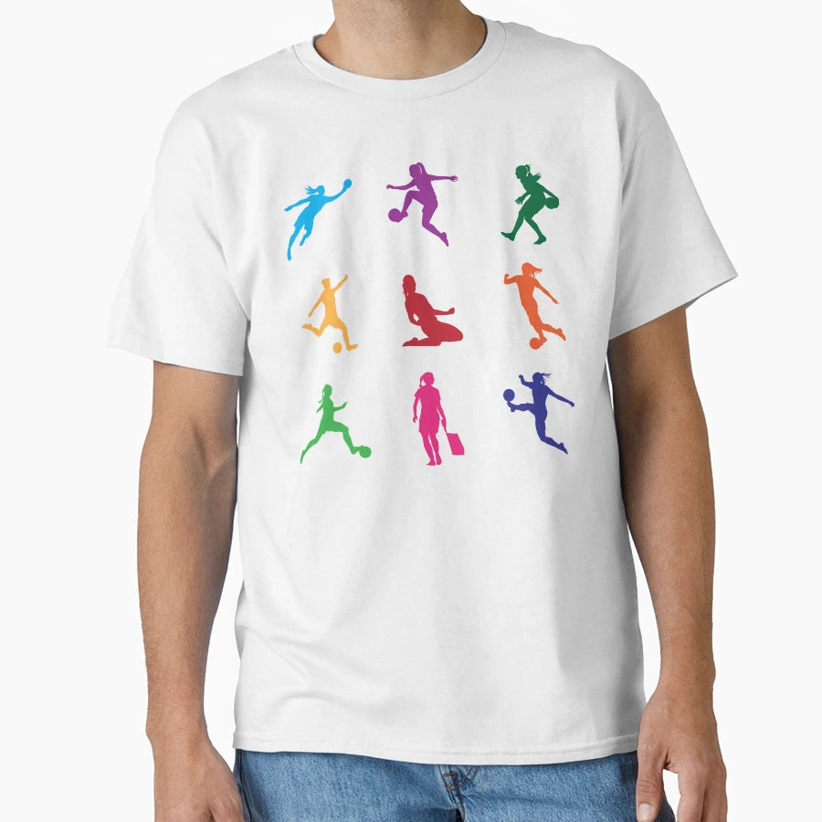 Female Soccer Players Patterns T-Shirt - Casual Everyday Wear for Adults - T-Shirt, Sweatshirt, Hoodie