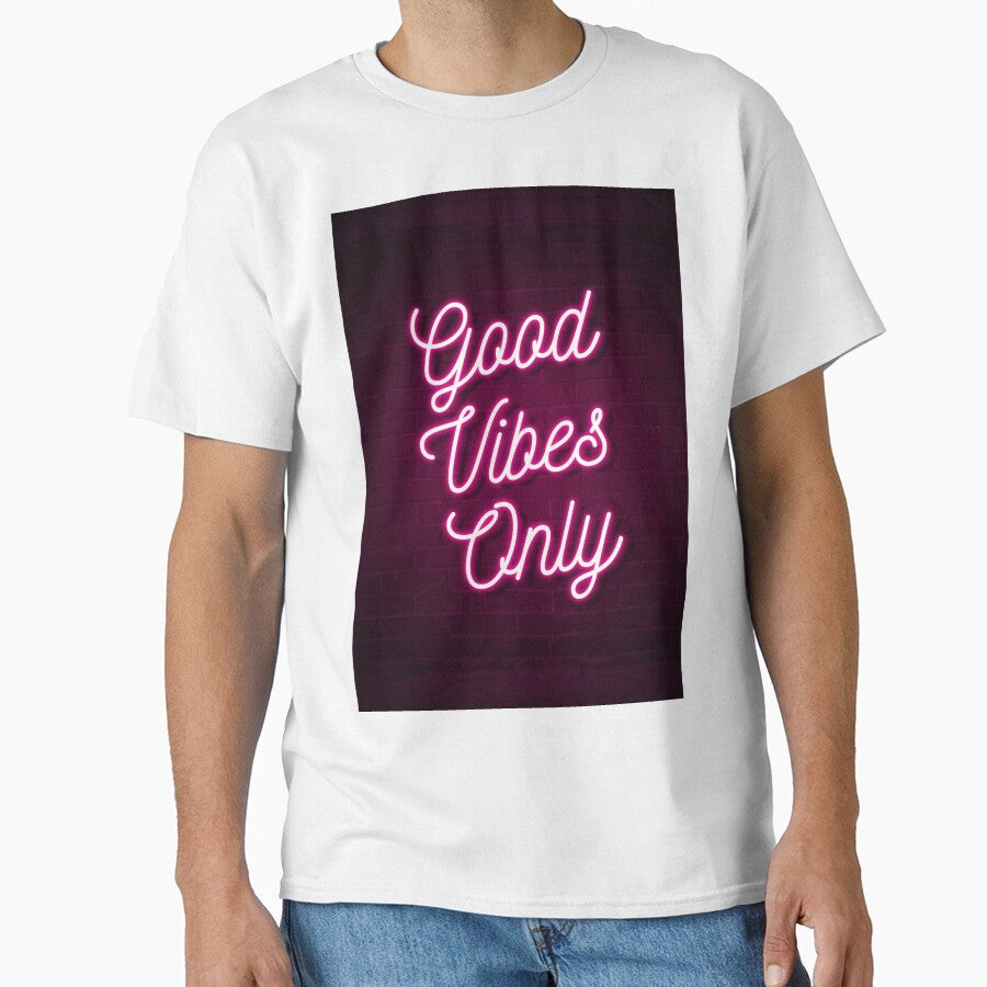 Good Vibes Only Neon (Pink) by Icky Print - Adult & Kids T-Shirts, Sweatshirts & Hoodies apparel design preview 1