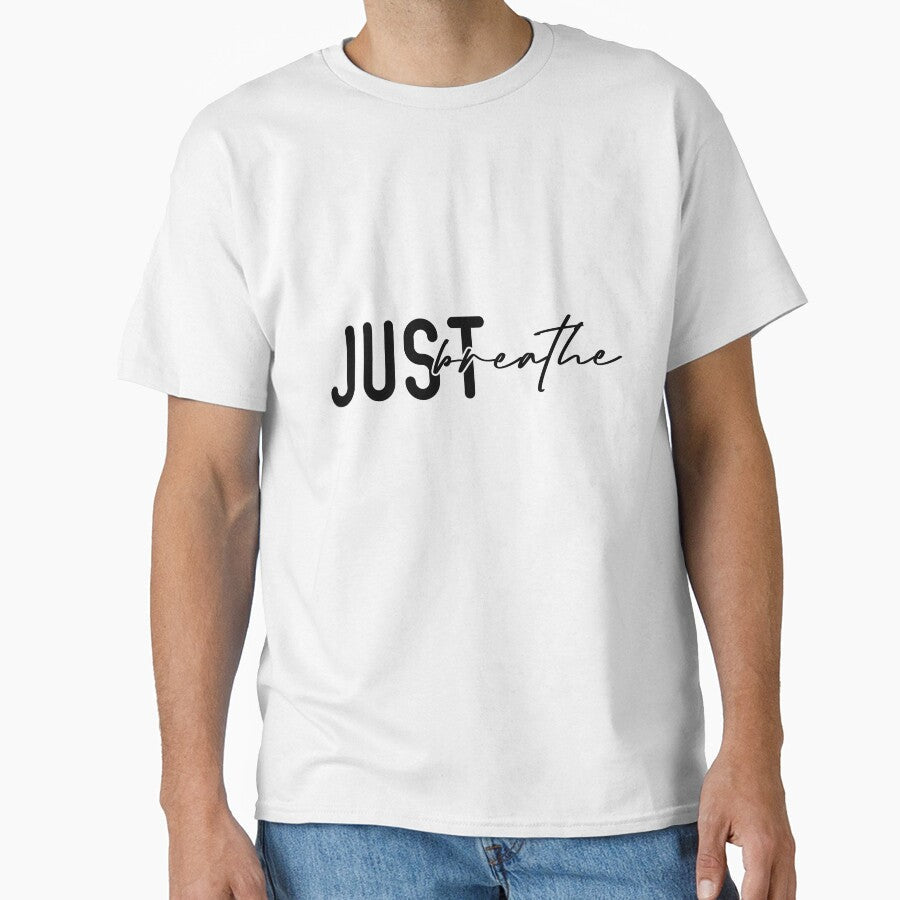 Just Breathe Soft Airy Minimalist Quote by AuraByMarv - Adult & Kids T-Shirts, Sweatshirts & Hoodies apparel design preview 1