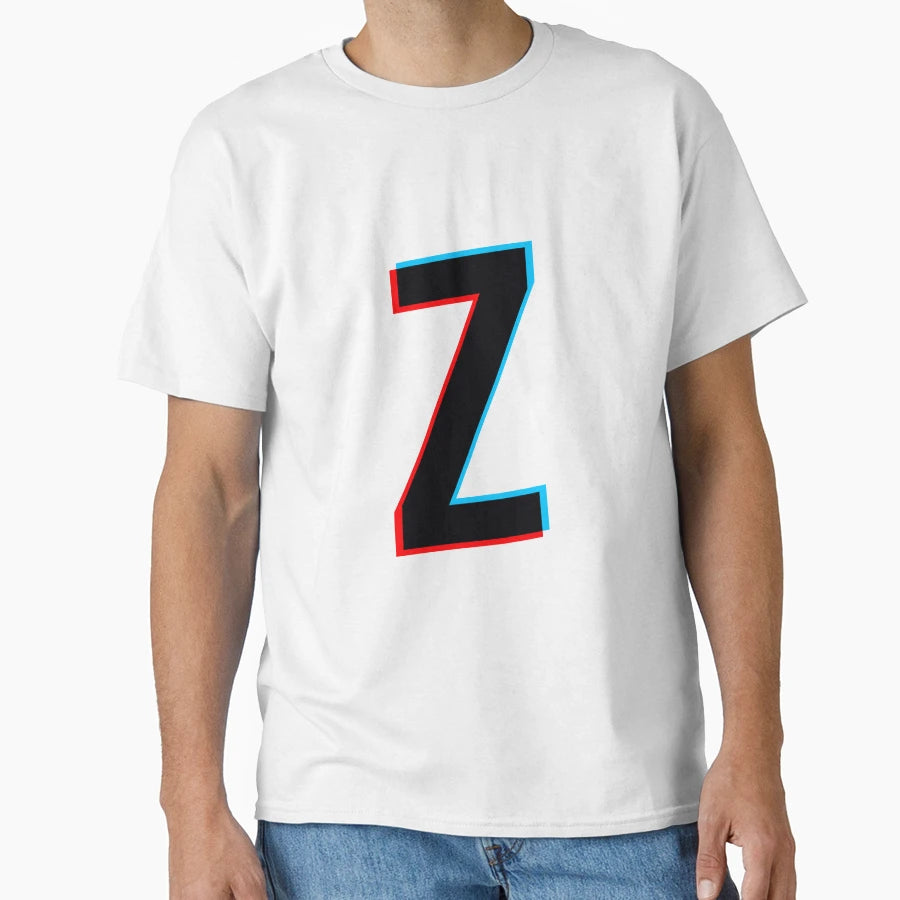 Black Letter Z Red And Blue Lines T-Shirt - Novelty Apparel Unisex - T-Shirt, Sweatshirt, Hoodie