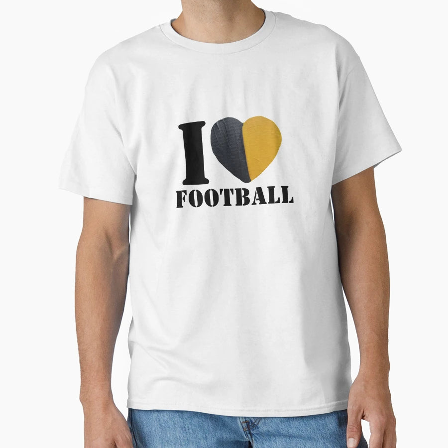 I Heart Football Black Gold T-Shirt - Fun Novelty Design Unisex - T-Shirt, Sweatshirt, Hoodie