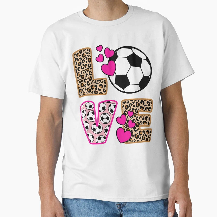 Love Soccer Leopard Soccer T-Shirt - Unique Graphic for Adults - T-Shirt, Sweatshirt, Hoodie