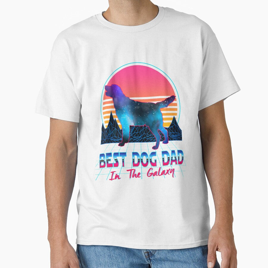Best Dog Dad in The Galaxy Retro Vintage 80s Funny - Adult & Kids T-Shirts, Sweatshirts & Hoodies apparel design preview 1