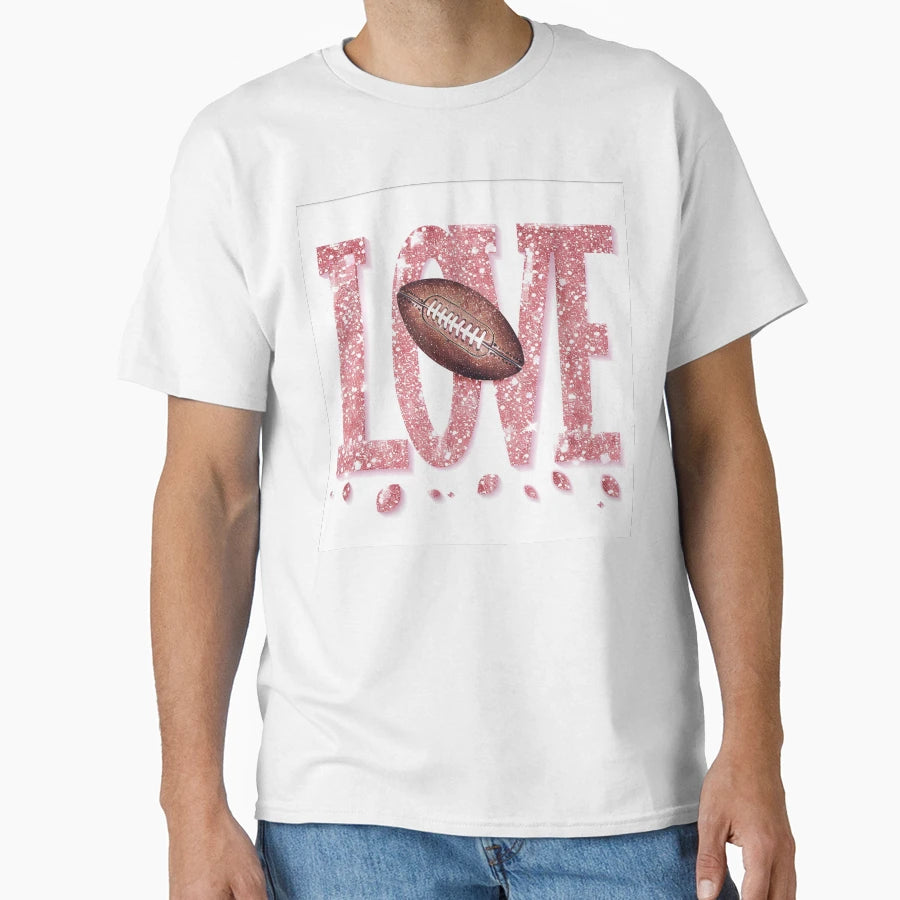 Love Football Glitter T-Shirt - Trendy Graphic for Adults - T-Shirt, Sweatshirt, Hoodie