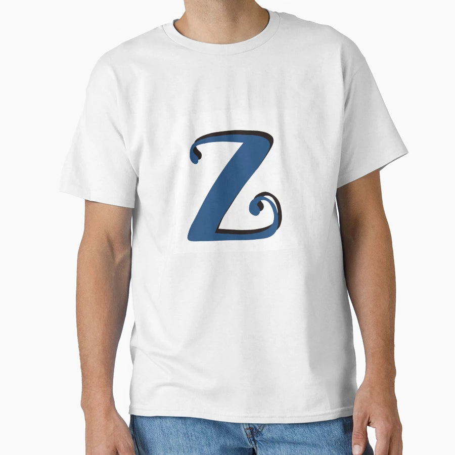 Letter Z Blue Initial Monogram Z T-Shirt - Custom Art Print Men Women - T-Shirt, Sweatshirt, Hoodie