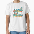 Colorful 80s Retro Palette Good Vibes 3D Extruded - Adult & Kids T-Shirts, Sweatshirts & Hoodies apparel design preview 1