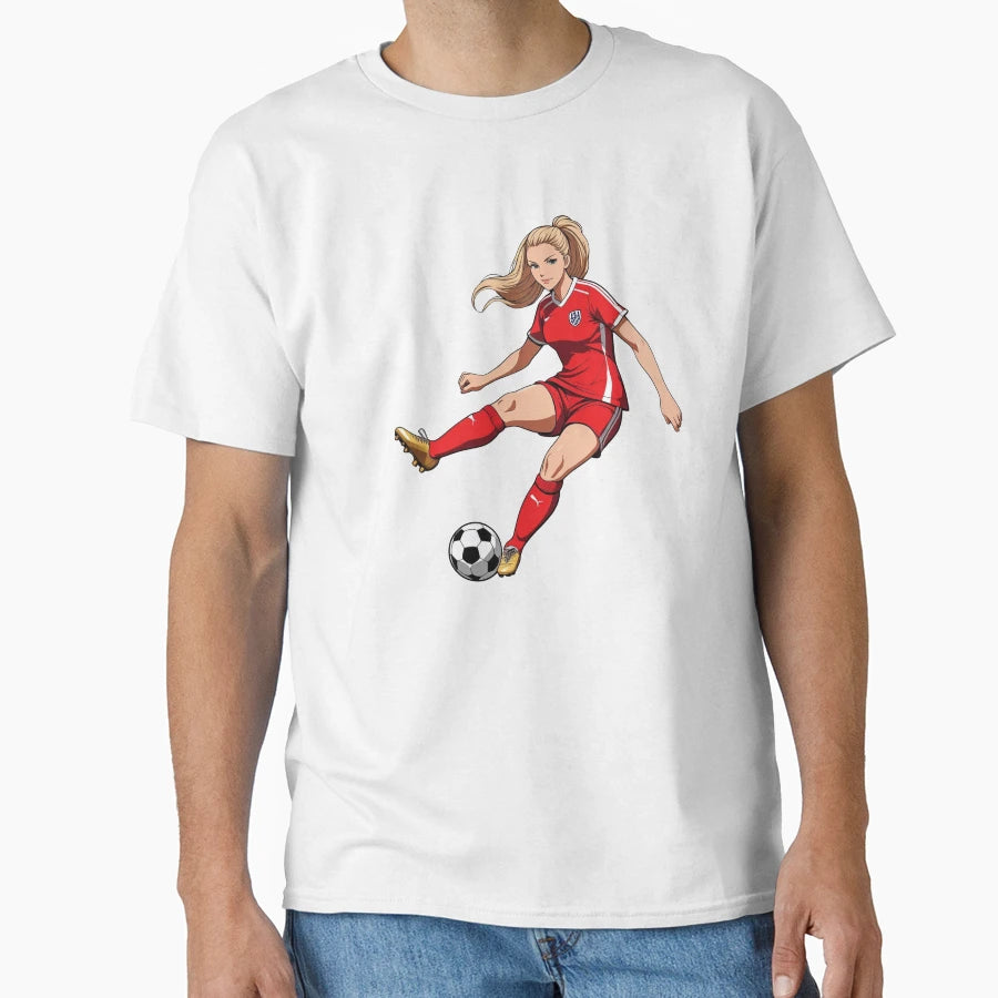 Blonde Soccer Player T-Shirt - Custom Art Print for Adults - T-Shirt, Sweatshirt, Hoodie