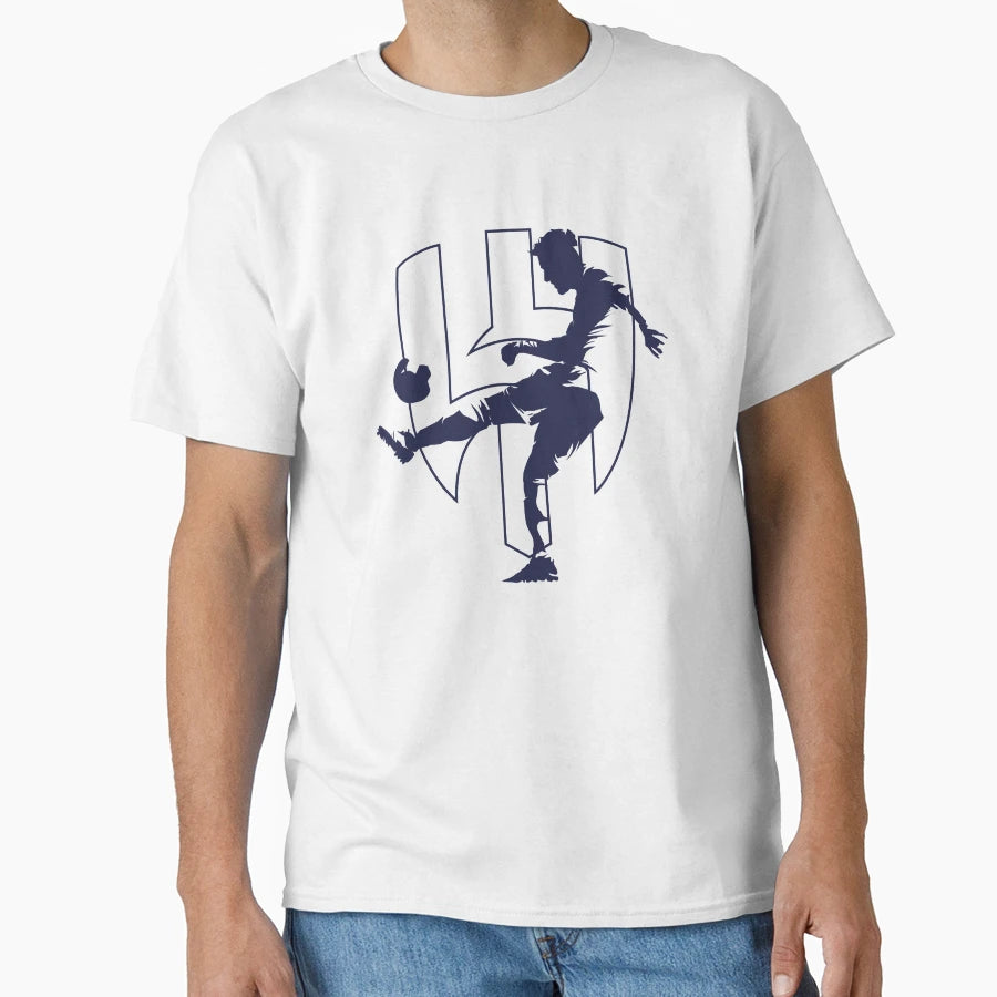 Dynamic Football Kick Logo Minimalist T-Shirt - Novelty Apparel for Adults - T-Shirt, Sweatshirt, Hoodie