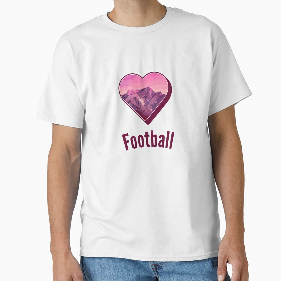 Football Heart T-Shirt - Casual Everyday Wear for Adults - T-Shirt, Sweatshirt, Hoodie