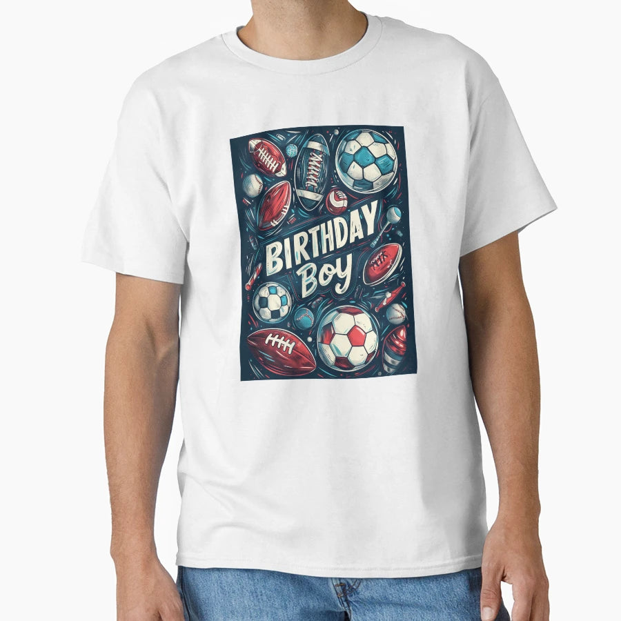 Birthday Sports Balls Themed T-Shirt - Trendy Graphic Men Women - T-Shirt, Sweatshirt, Hoodie