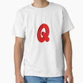 Bold Red 3D Letter Q Playful Bubble Font T-Shirt - Trendy Graphic Men Women - T-Shirt, Sweatshirt, Hoodie